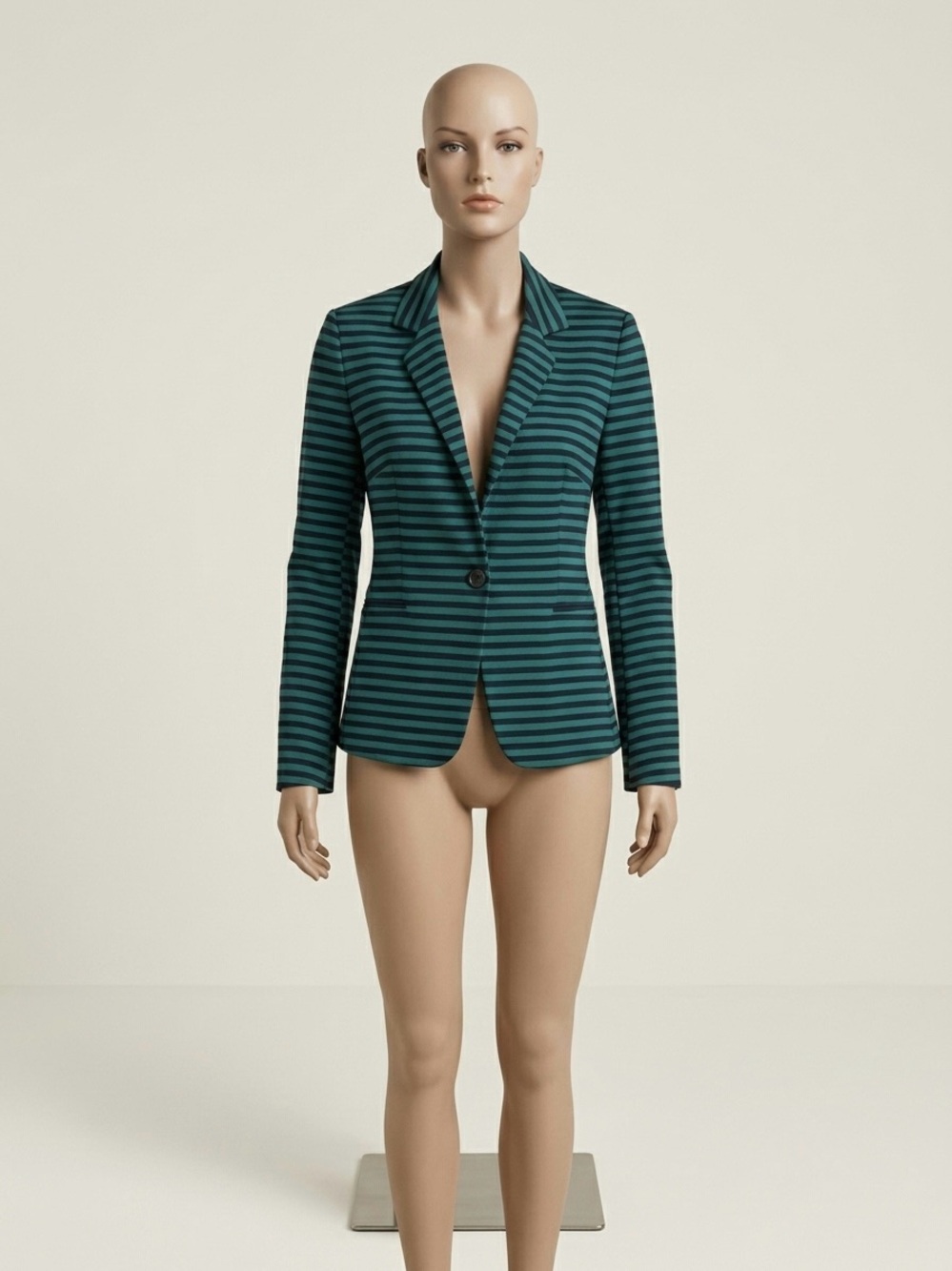 JM Studios Striped Teal and Black Women's Tailored Blazer